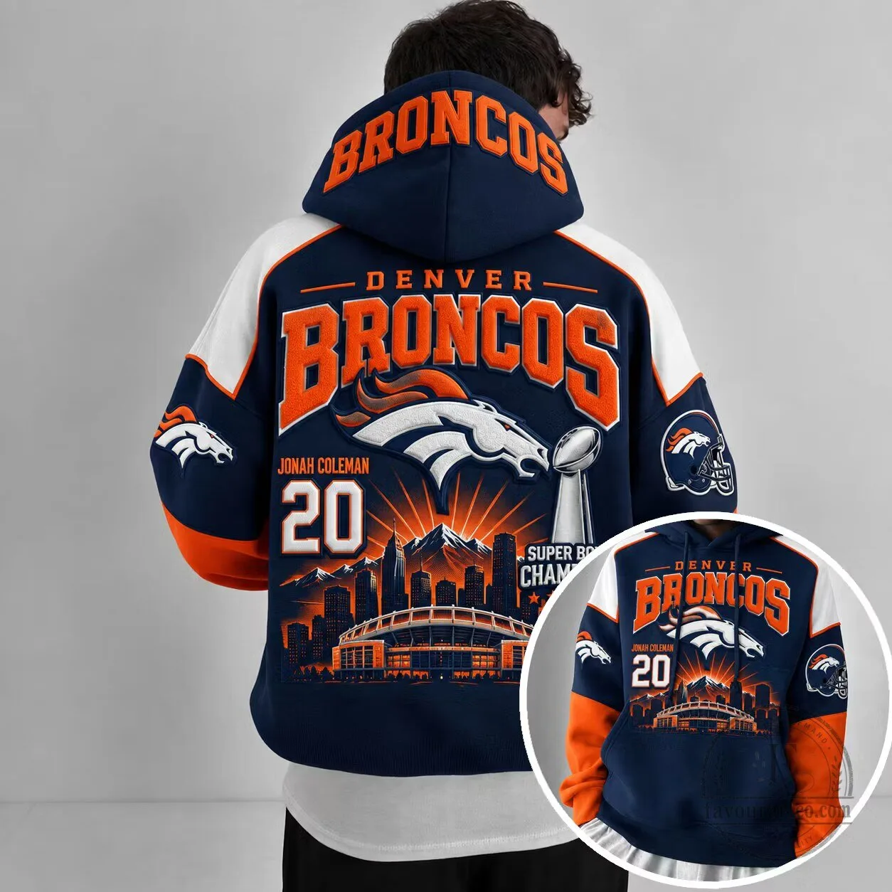 Denver Broncos Super Bowl Champions Jonah Coleman Number 20 Hoodie