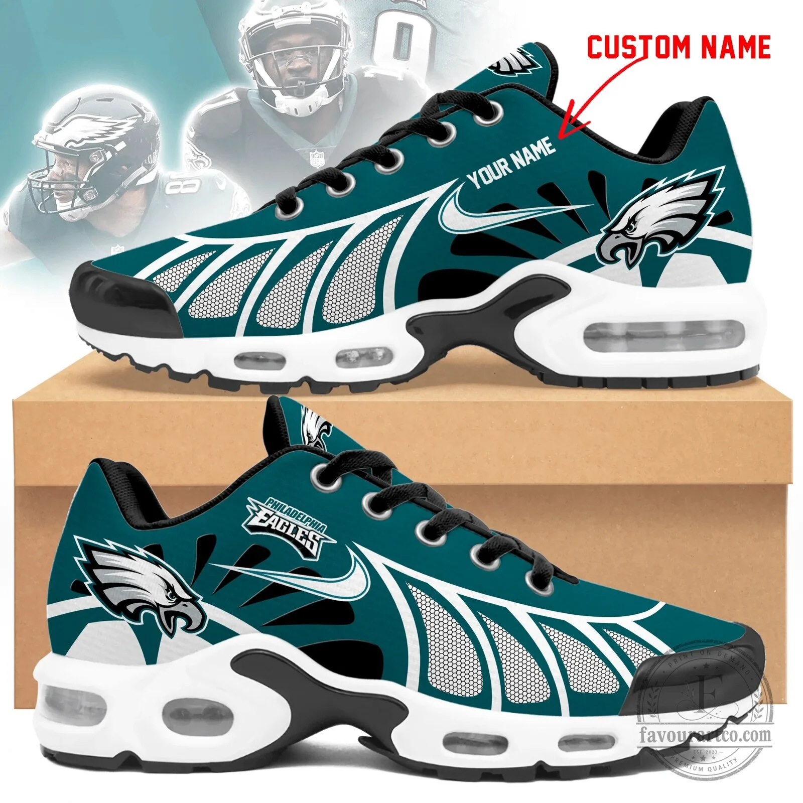 Philadelphia Eagles Personalized Custom Name Air Max Style Sneakers Shoes