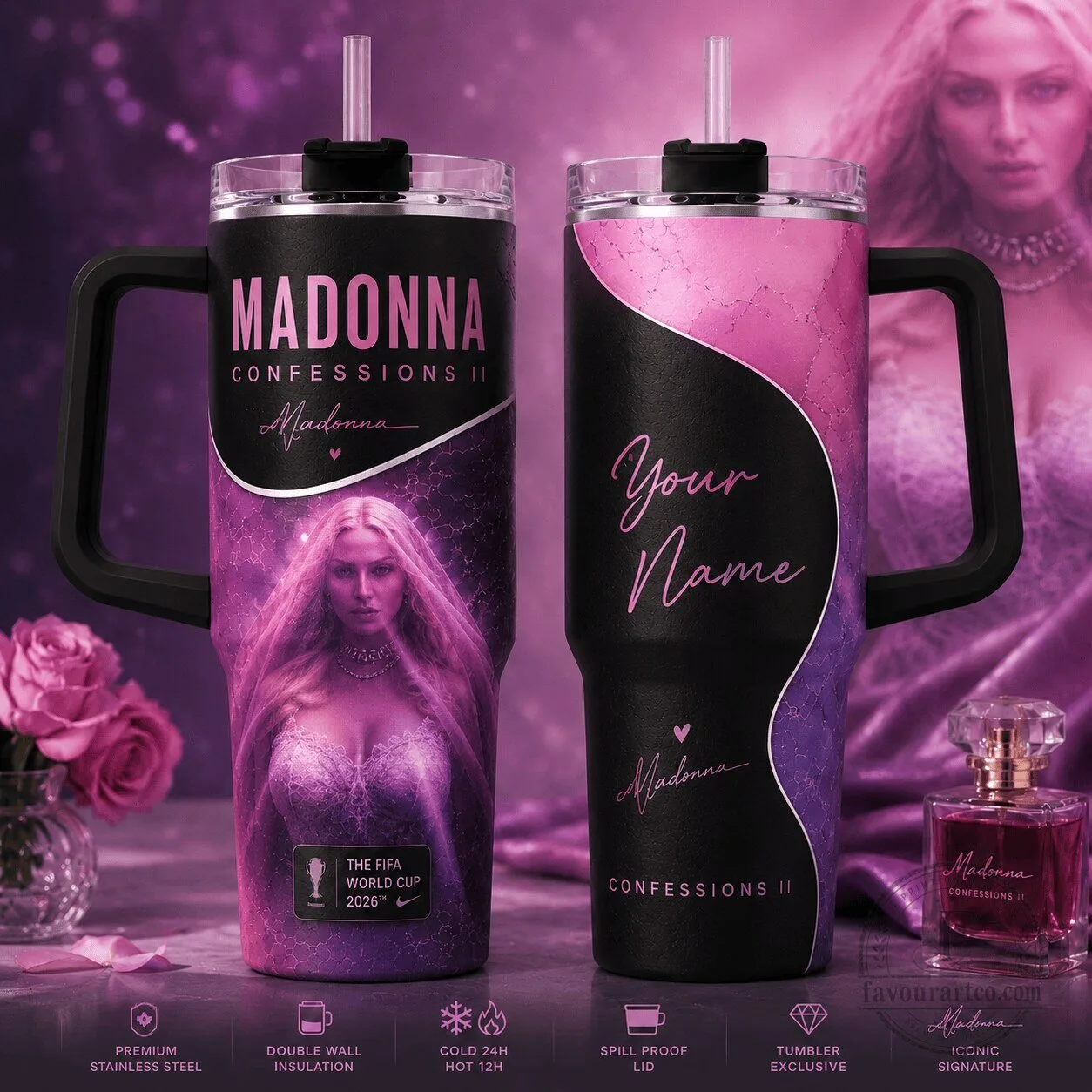 Madonna Confessions II Album Art Insulated Stainless Steel Tumbler