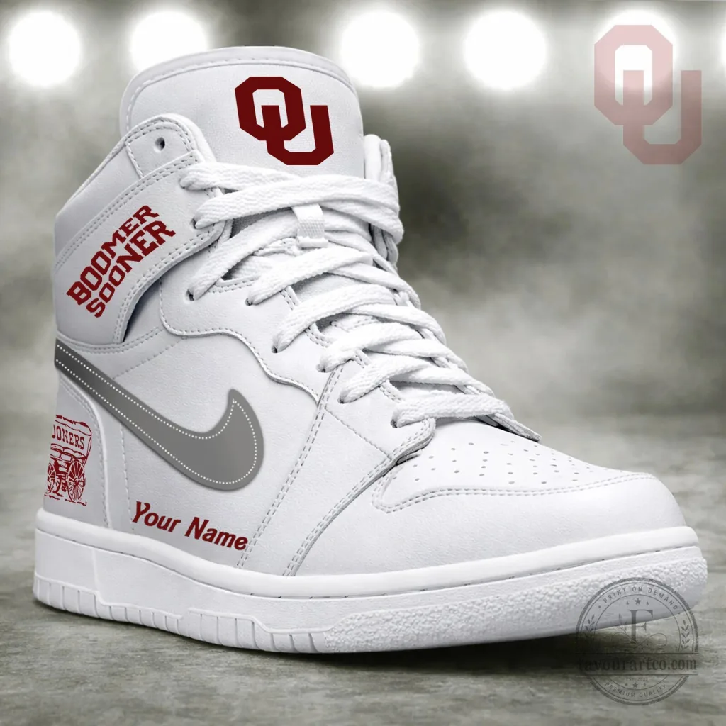 Oklahoma Sooners Boomer Sooner Custom Name High Top Sneakers Oklahoma Sooners Boomer Sooner Custom Name High Top Sneakers