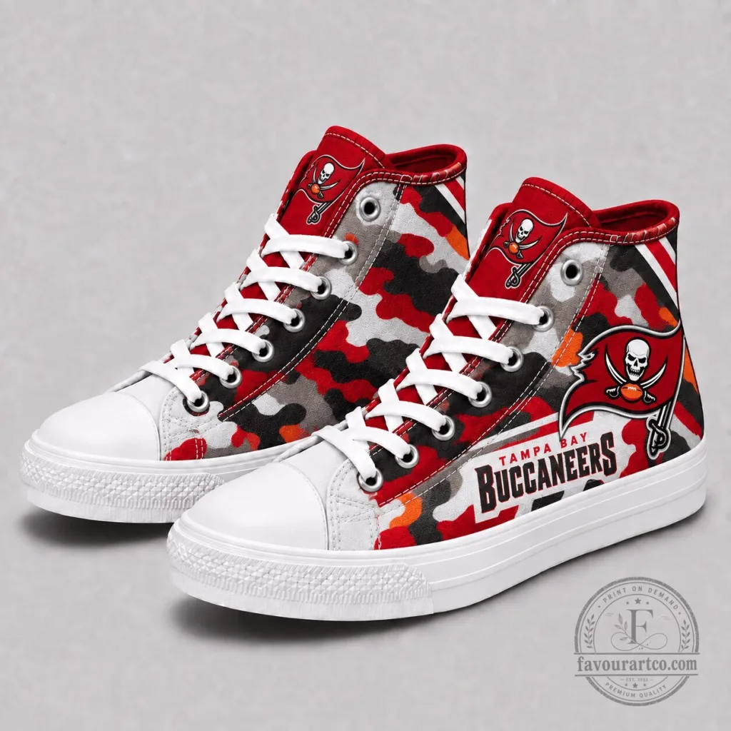 Tampa Bay Buccaneers Camouflage High Top Canvas Sneakers Tampa Bay Buccaneers Camouflage High Top Canvas Sneakers