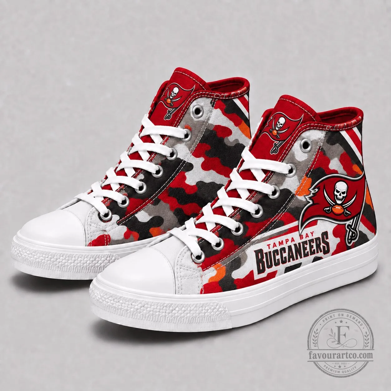 Tampa Bay Buccaneers Camouflage High Top Canvas Sneakers 2 Tampa Bay Buccaneers Camouflage High Top Canvas Sneakers