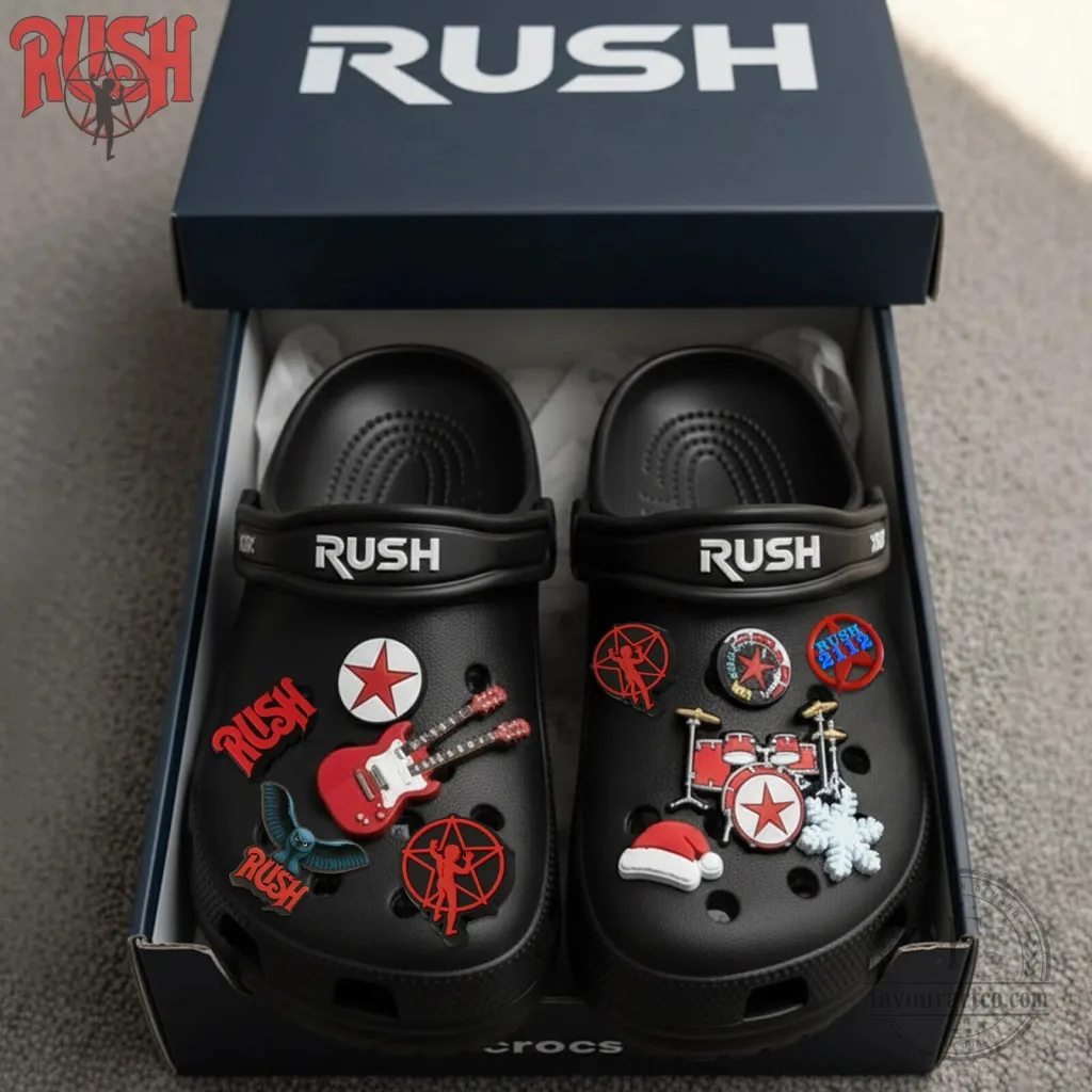 Rush Band Music Logo Black Classic Clogs for Men and Women Rush Band Music Logo Black Classic Clogs for Men and Women
