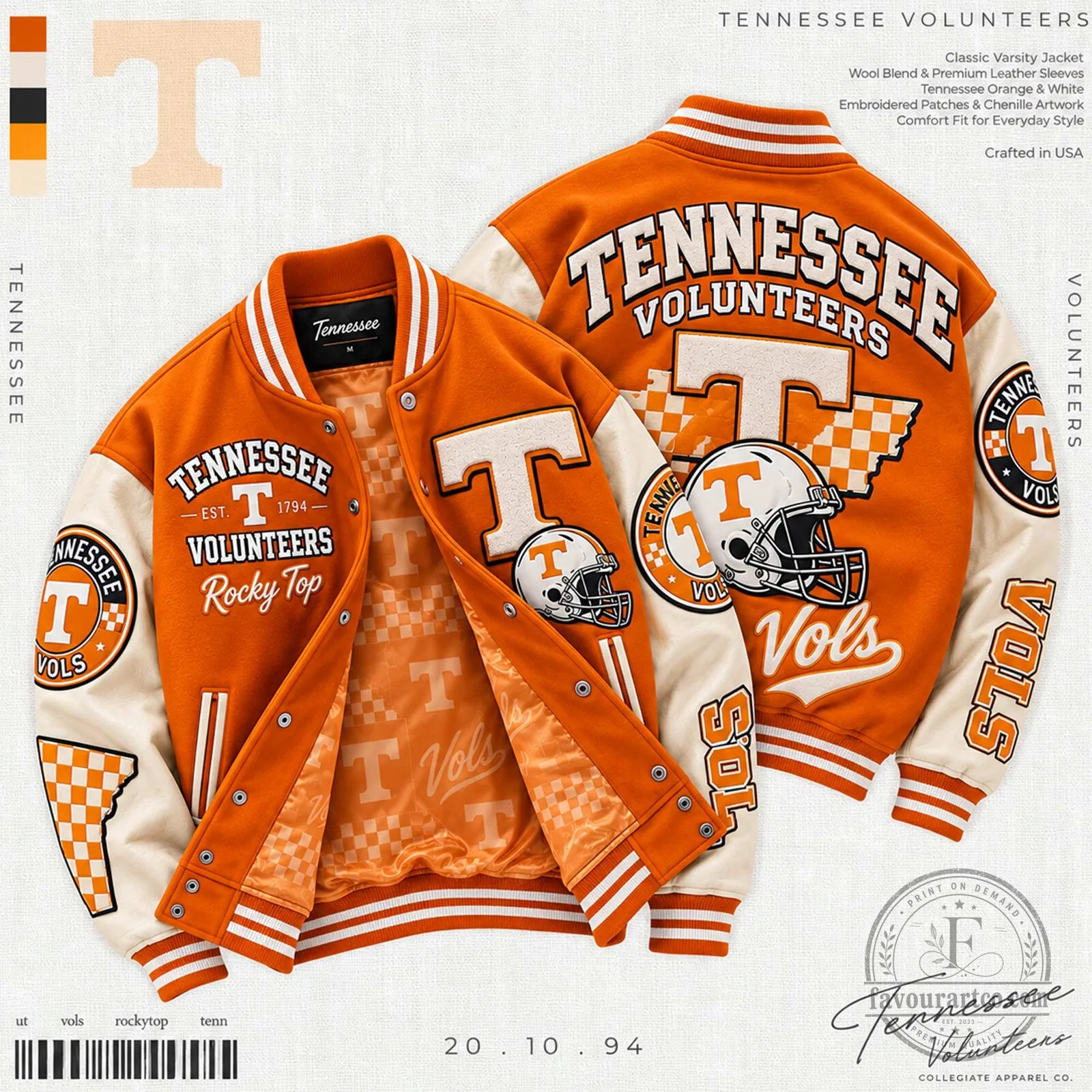 Tennessee Volunteers Rocky Top Collegiate Orange Varsity Jacket