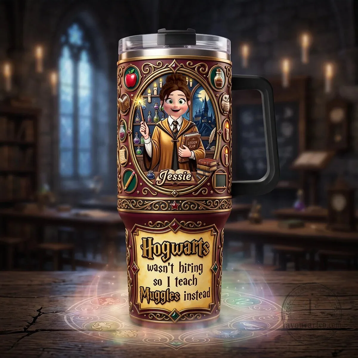 Personalized Hogwarts Wasn't Hiring Teacher Insulated Tumbler With Handle