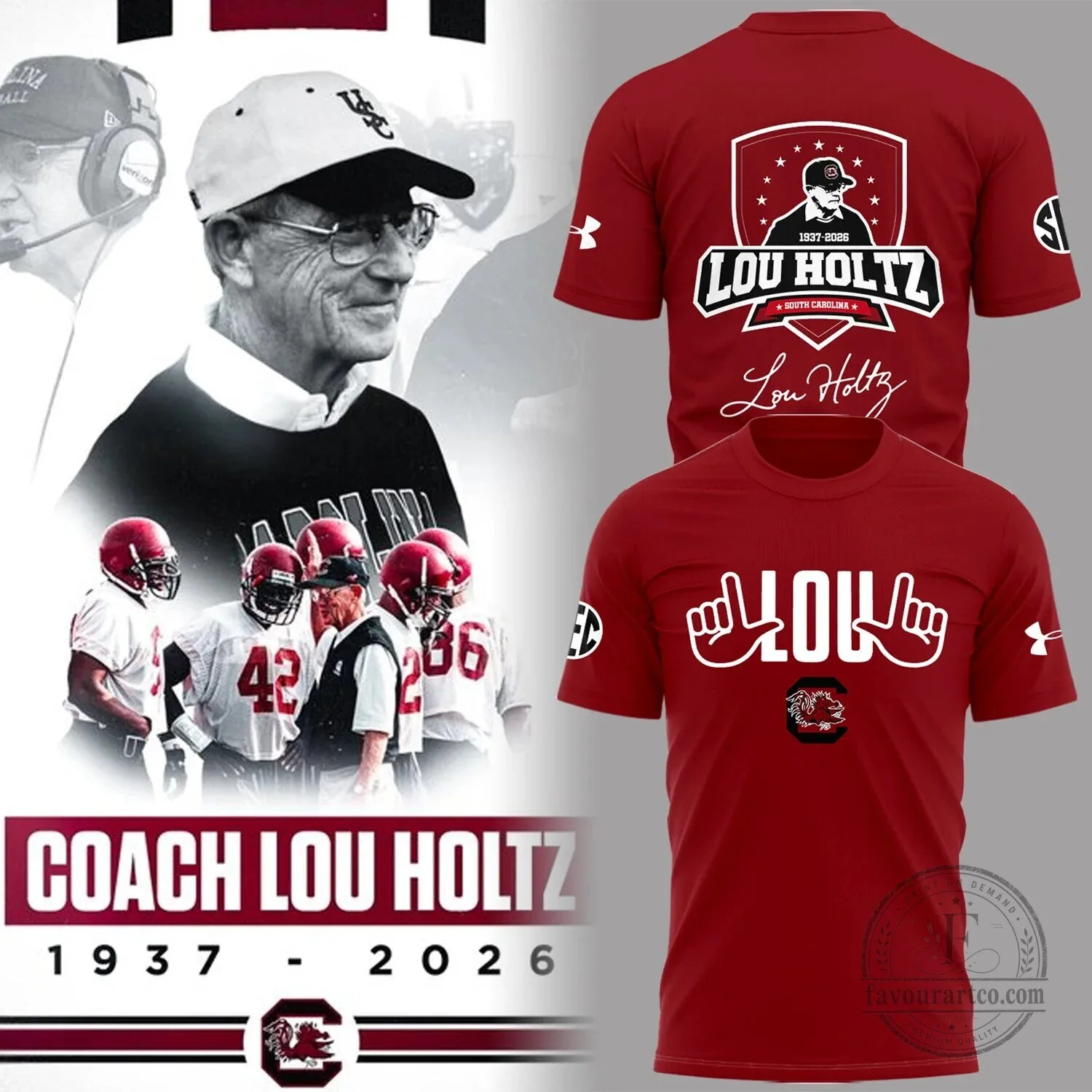 Lou Holtz South Carolina Gamecocks Football Coach Memorial T-Shirt 1 Lou Holtz South Carolina Gamecocks Football Coach Memorial T-Shirt