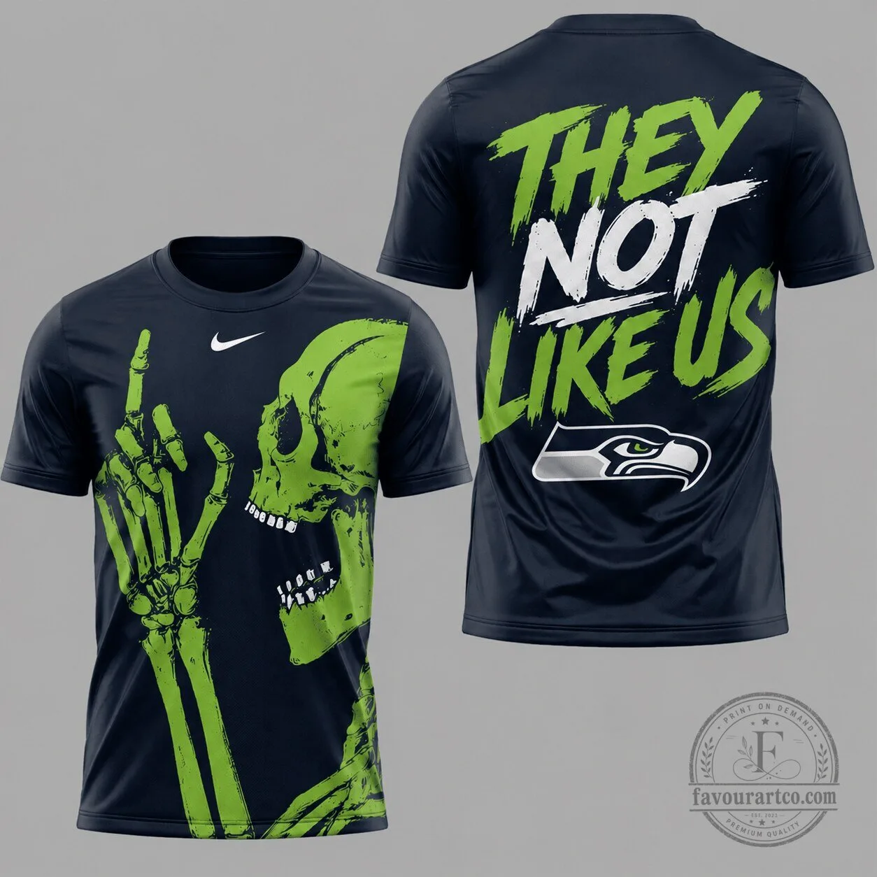 Seattle Seahawks Skeleton Gesture They Not Like Us Performance T-Shirt 2 Seattle Seahawks Skeleton Gesture They Not Like Us Performance T-Shirt
