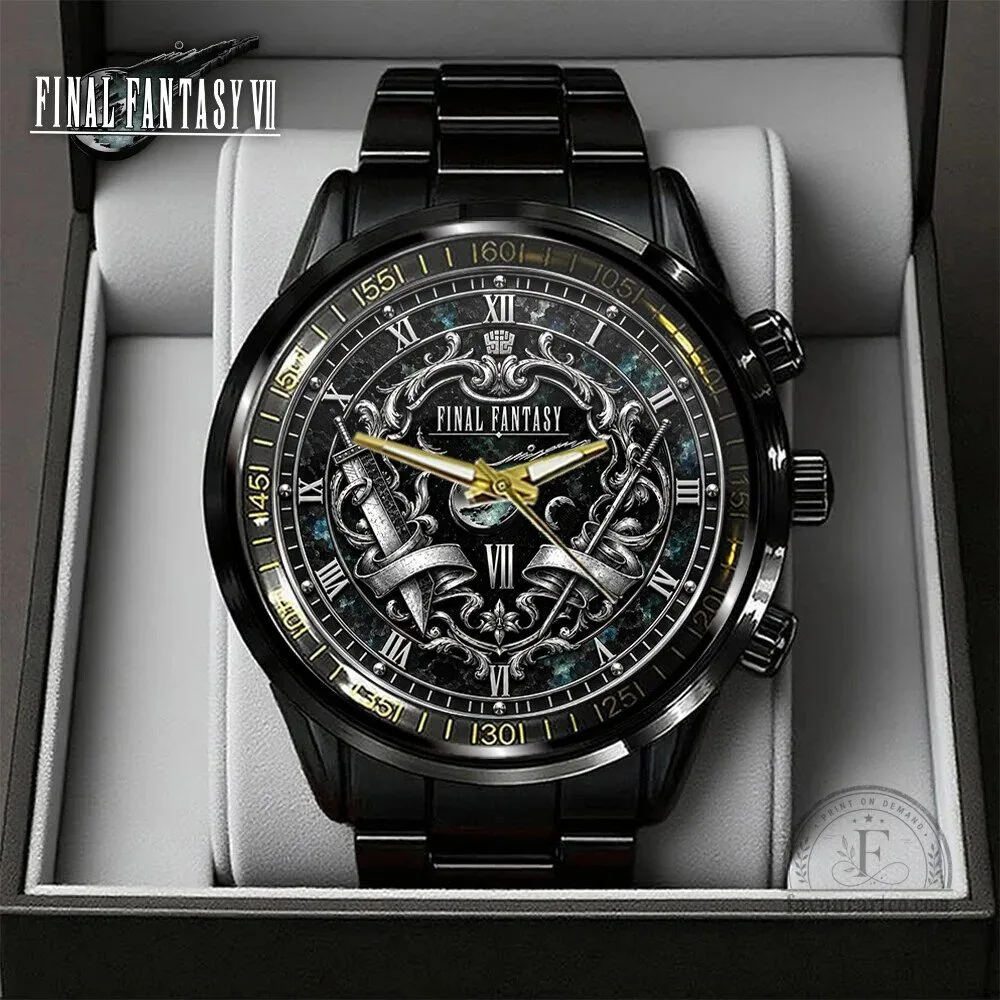 Final Fantasy VII Black Stainless Steel Chronograph Watch