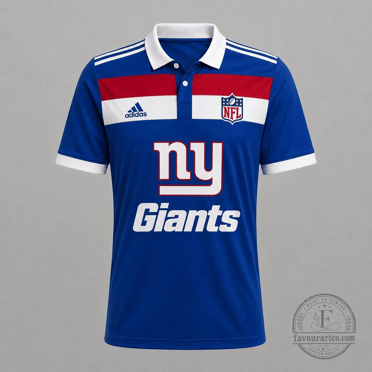 New York Giants National Football League Men's Blue and Red Polo Shirt