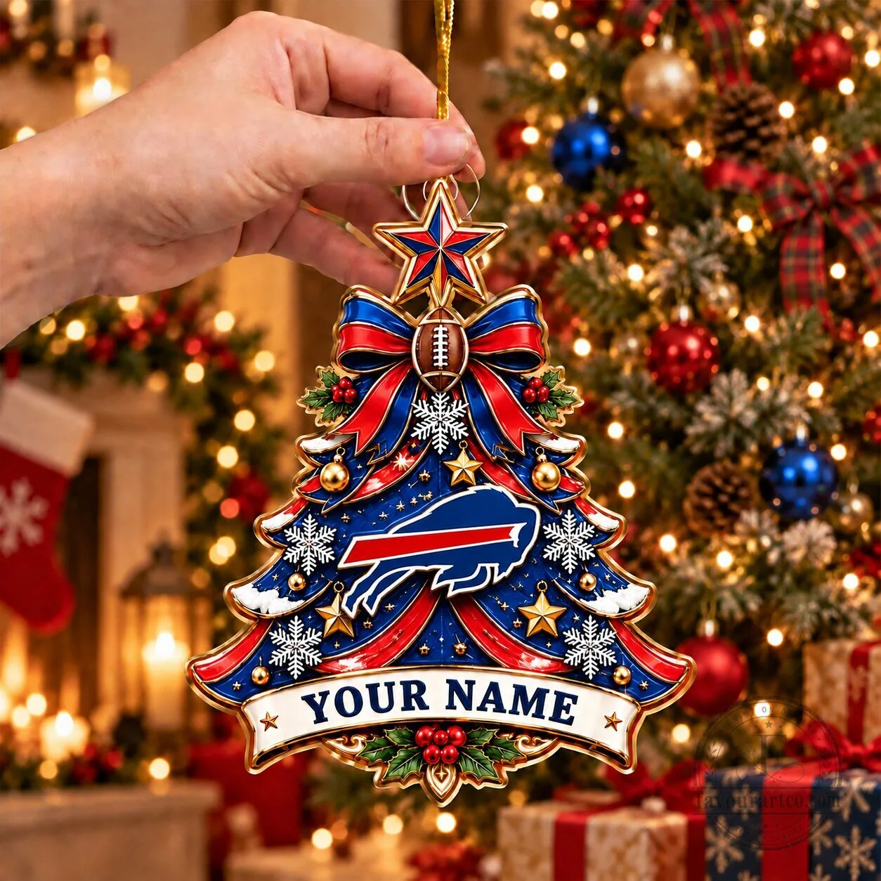 Buffalo Bills Christmas Tree Ornament Custom Name NFL Fan Gift