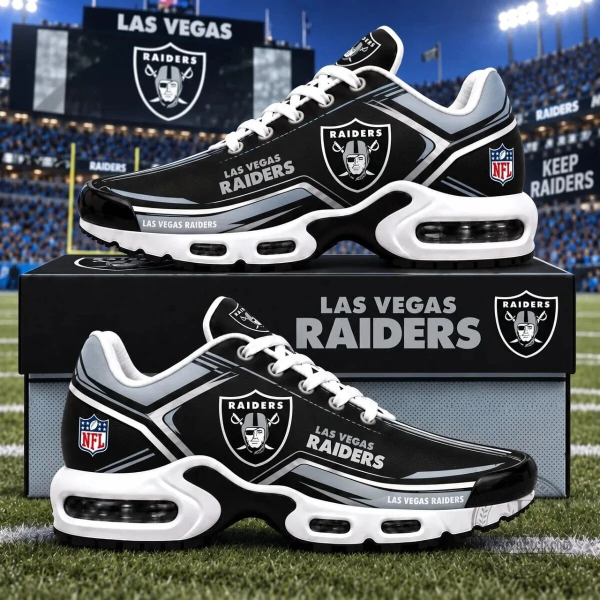 Las Vegas Raiders NFL Fan Gear Air Max Style Sneakers Shoes 5 Las Vegas Raiders NFL Fan Gear Air Max Style Sneakers Shoes