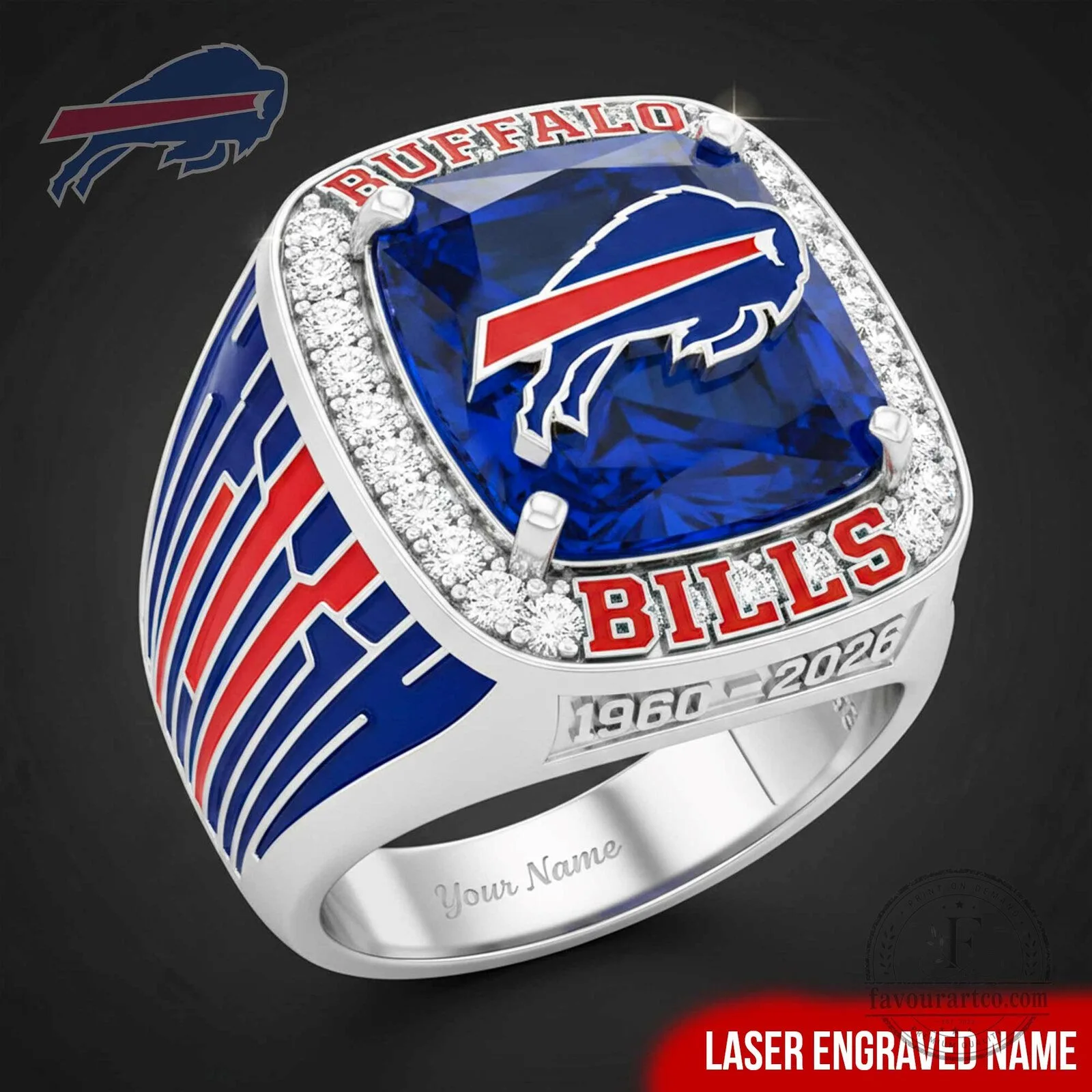 Buffalo Bills Football Team Championship Ring with Engraved Name 1 Buffalo Bills Football Team Championship Ring with Engraved Name