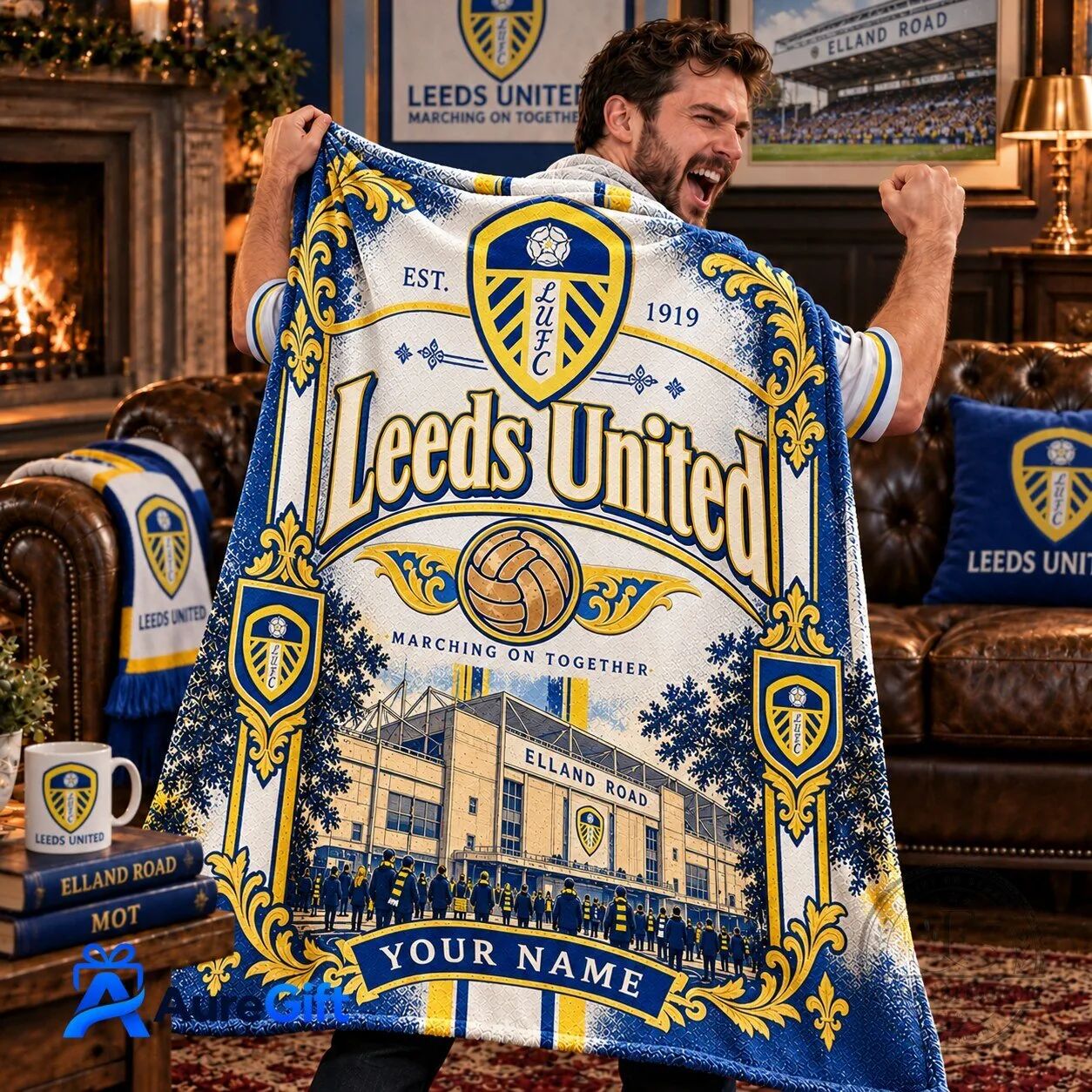 Leeds United Football Club Personalized Fleece Blanket
