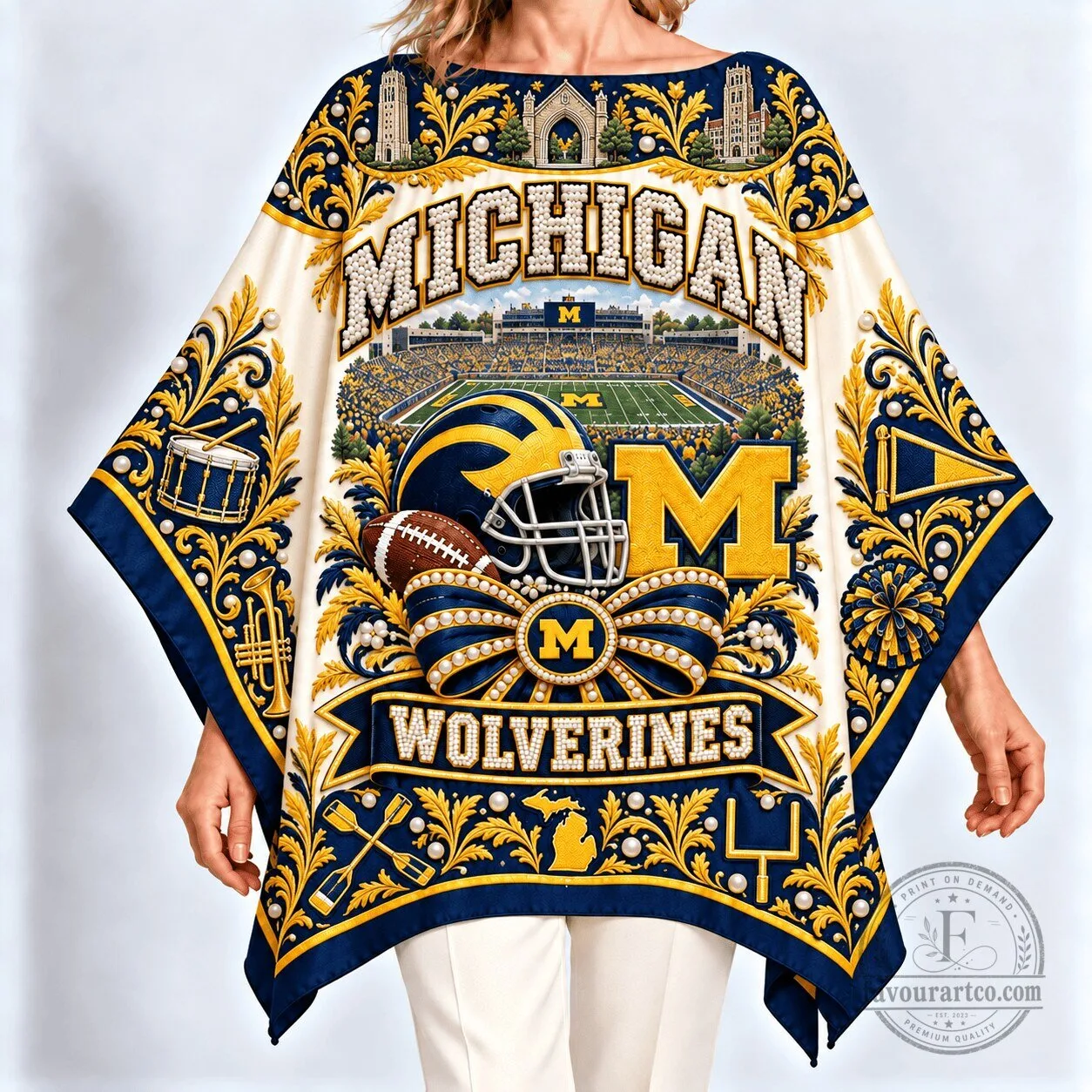 University of Michigan Wolverines Football Stadium Collegiate Poncho