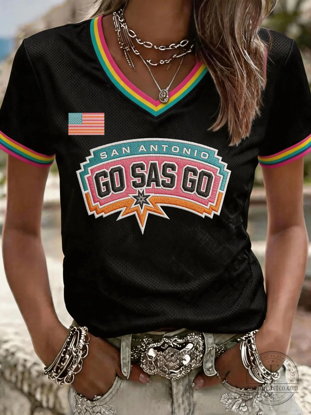 San Antonio Spurs Basketball Fan Shirt, Go Spurs Go V-Neck T-Shirt for Women