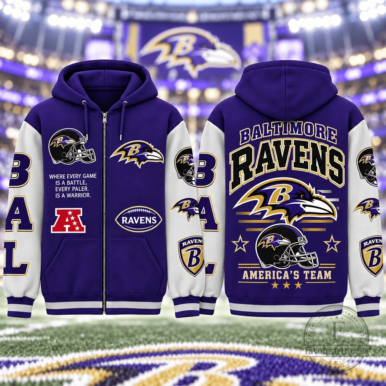 Baltimore Ravens Football Team America's Team Full-Zip Hoodie