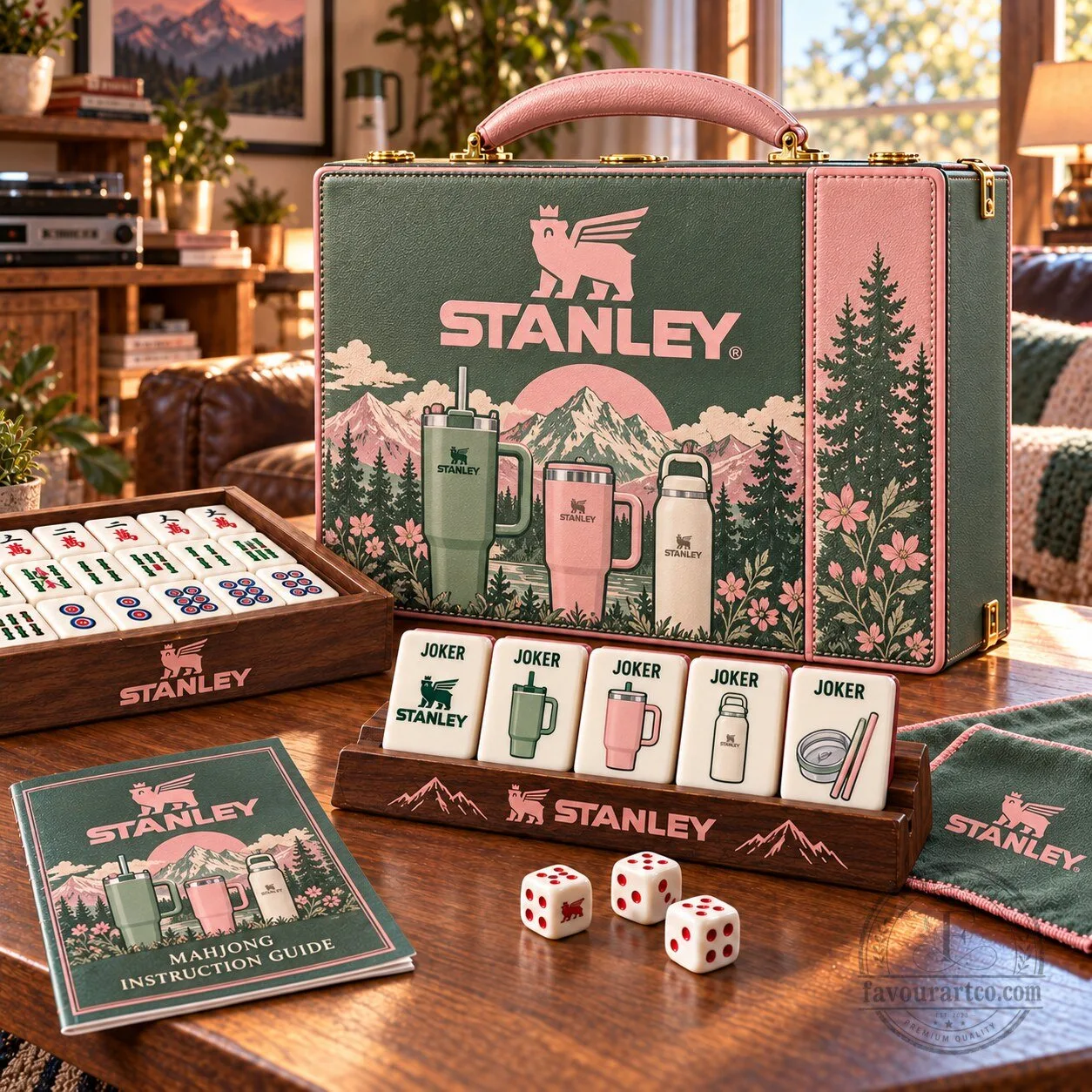 Stanley Mahjong Game Set with Instruction Guide and Dice