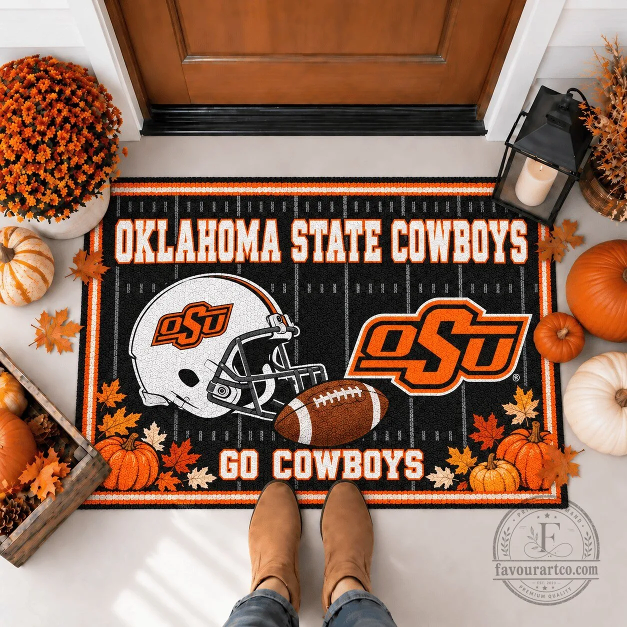 Oklahoma State Cowboys Football Field Fall Welcome Doormat 6 Oklahoma State Cowboys Football Field Fall Welcome Doormat