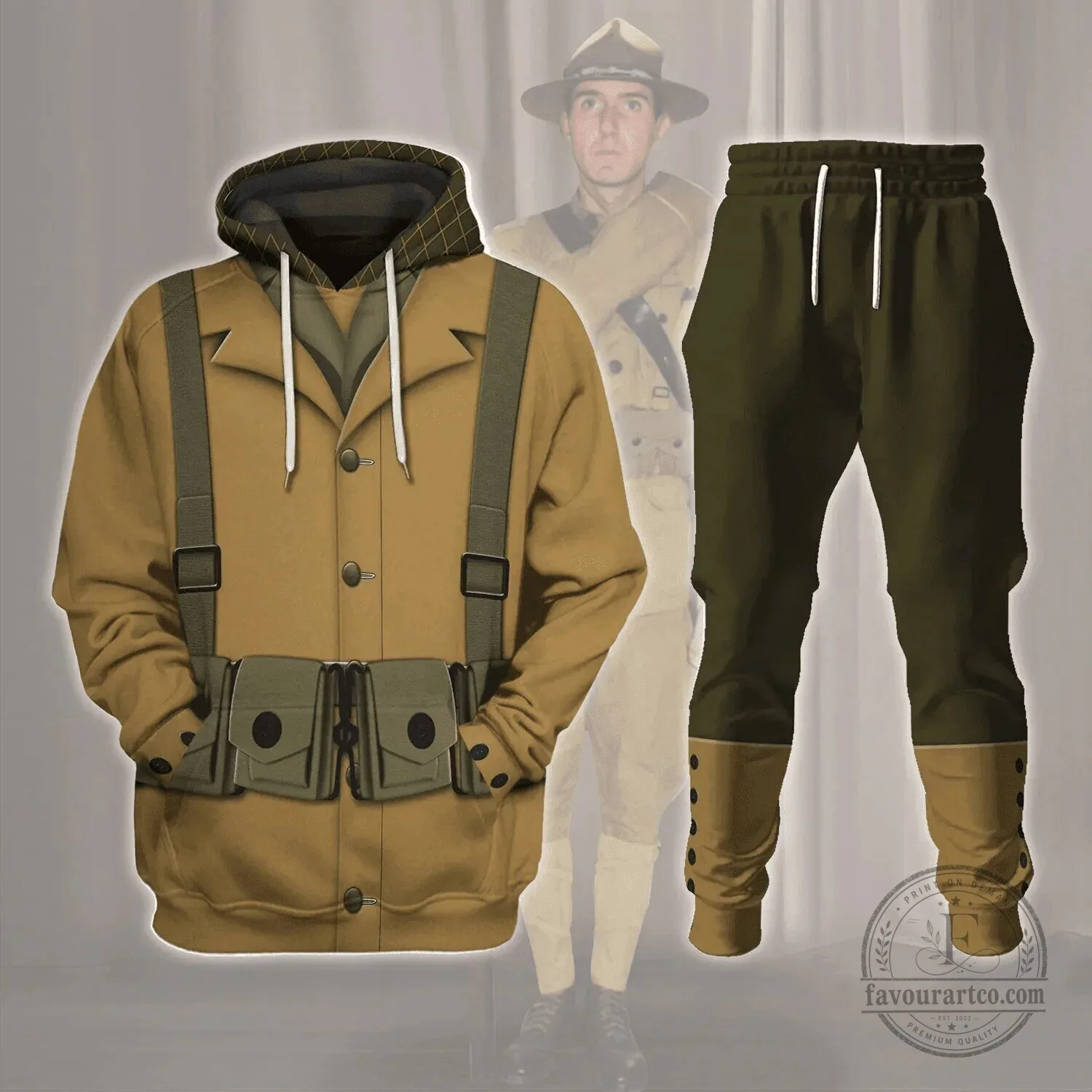 United States Army World War I Infantryman Cosplay Costume Hoodie
