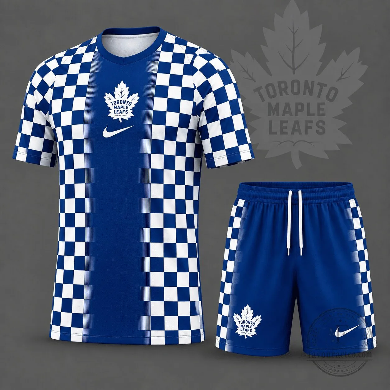 Toronto Maple Leafs Checkerboard Fusion Pattern Hockey Team Jersey 1 Toronto Maple Leafs Checkerboard Fusion Pattern Hockey Team Jersey