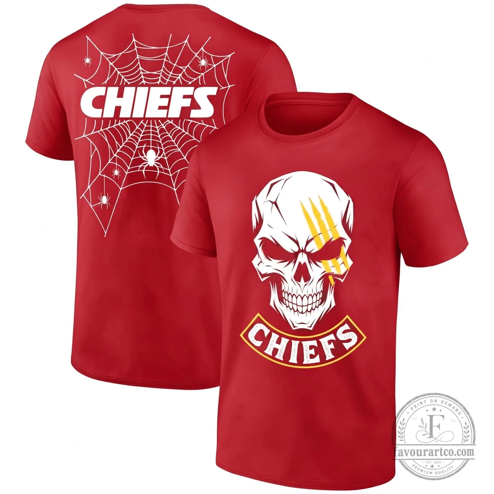 Kansas City Chiefs Halloween Skull Spiderweb Graphic Black T-Shirt 11 Kansas City Chiefs Halloween Skull Spiderweb Graphic Black T-Shirt
