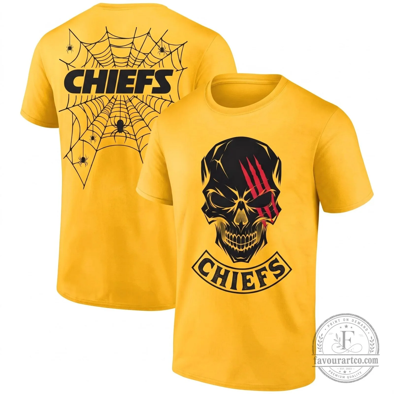 Kansas City Chiefs Halloween Skull Spiderweb Graphic Black T-Shirt 12 Kansas City Chiefs Halloween Skull Spiderweb Graphic Black T-Shirt