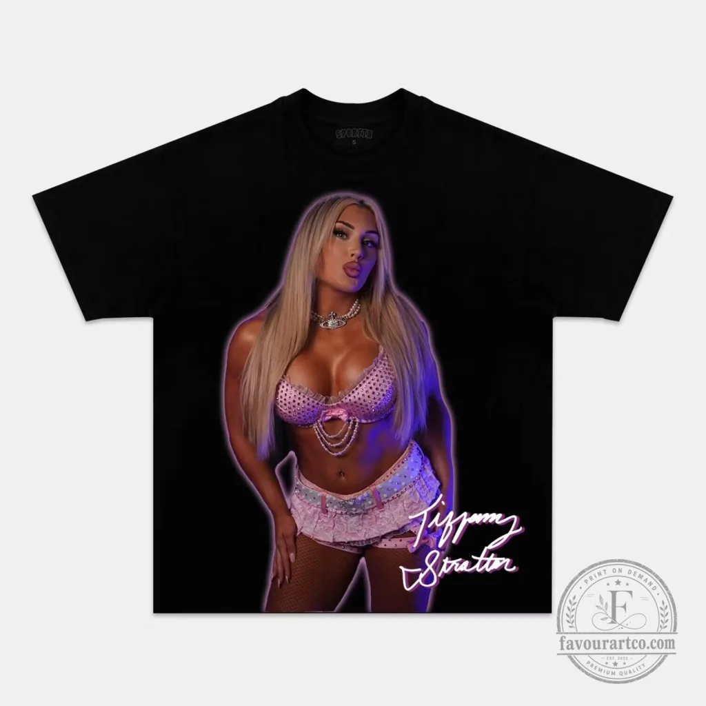 Tiffany Stratton Pink Outfit Photo Graphic Black T-Shirt Tiffany Stratton Pink Outfit Photo Graphic Black T-Shirt