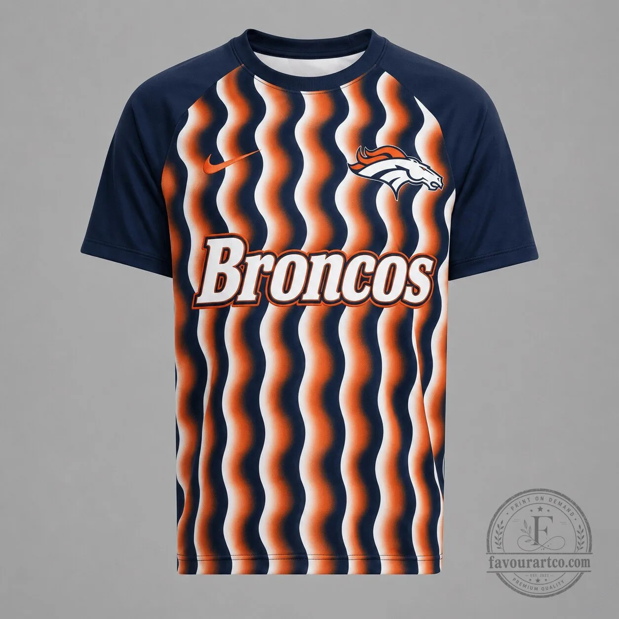 Denver Broncos NFL Football Wavy Pattern Athletic T-Shirt