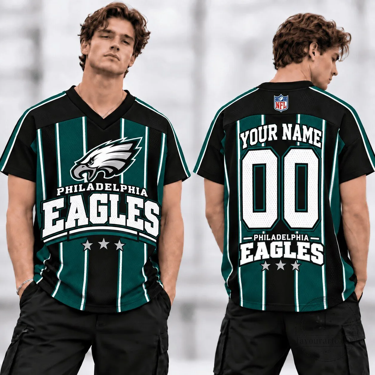 Philadelphia Eagles NFL Personalized V-Neck Football Jersey