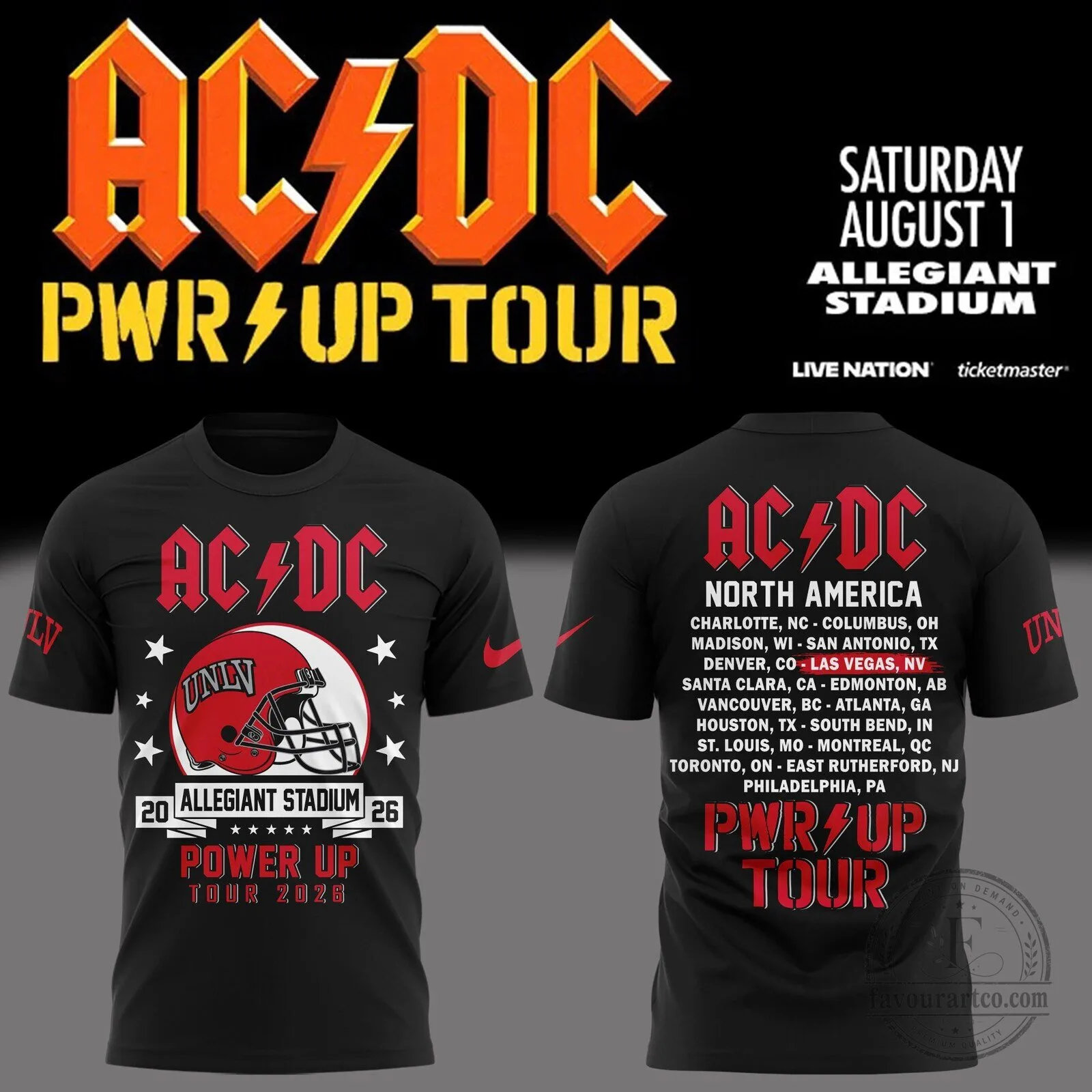 UNLV Football AC/DC Power Up Tour Allegiant Stadium Concert T-Shirt