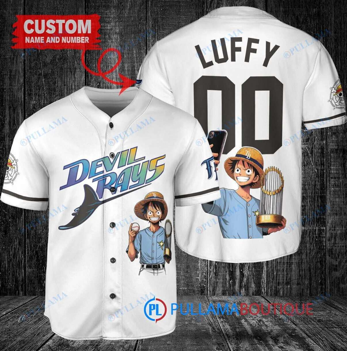 Tampa Bay Rays Monkey D. Luffy One Piece Anime Baseball Jersey 2 Tampa Bay Rays Monkey D. Luffy One Piece Anime Baseball Jersey