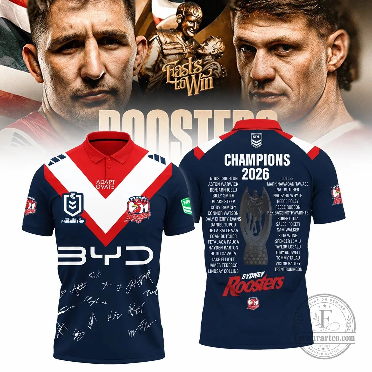 Sydney Roosters NRL Premiers 2026 Champions Polo Shirt