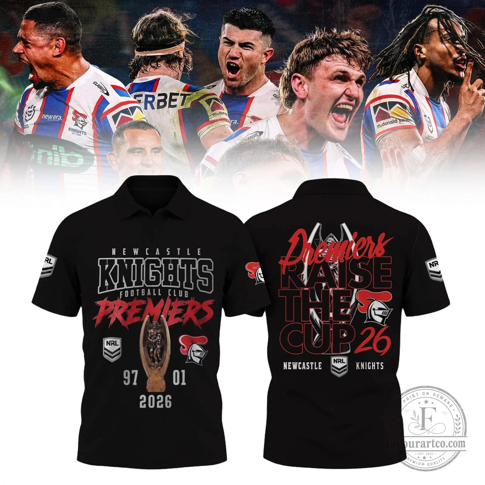 2026 Premiership Polo Shirt for Newcastle Knights National Rugby League Team