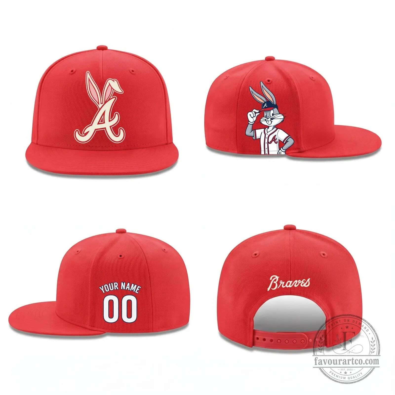 Atlanta Braves Bugs Bunny Personalized Black Baseball Cap Hat 11 Atlanta Braves Bugs Bunny Personalized Black Baseball Cap Hat