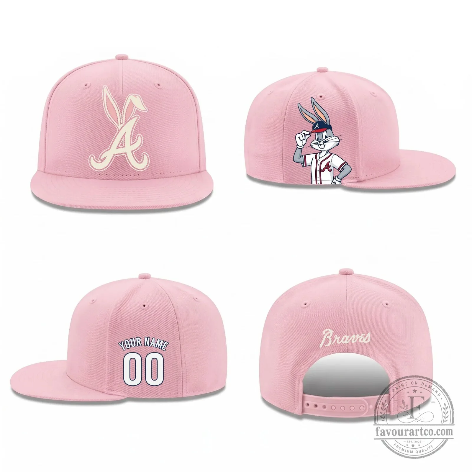 Atlanta Braves Bugs Bunny Personalized Black Baseball Cap Hat 13 Atlanta Braves Bugs Bunny Personalized Black Baseball Cap Hat