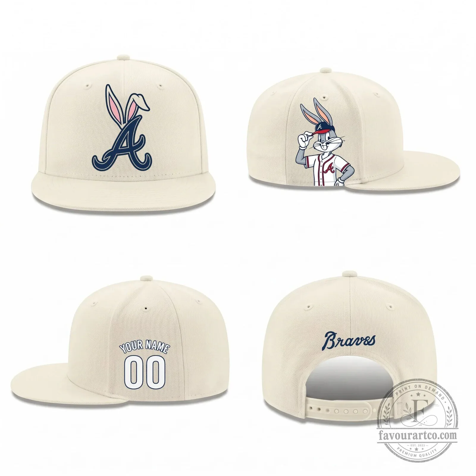 Atlanta Braves Bugs Bunny Personalized Black Baseball Cap Hat 14 Atlanta Braves Bugs Bunny Personalized Black Baseball Cap Hat