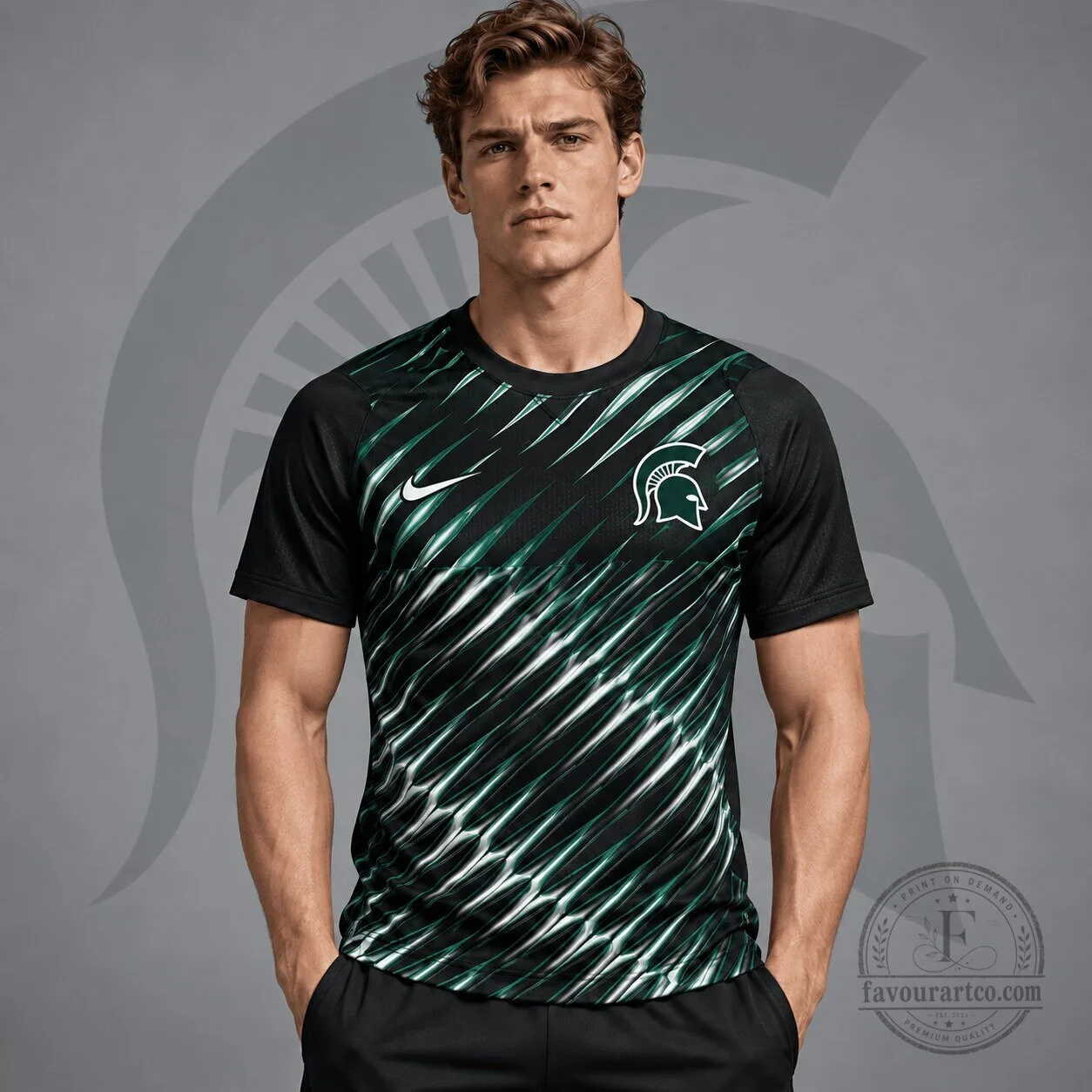 Michigan State Spartans Nike Velocity Slash Performance Crew Neck T-Shirt