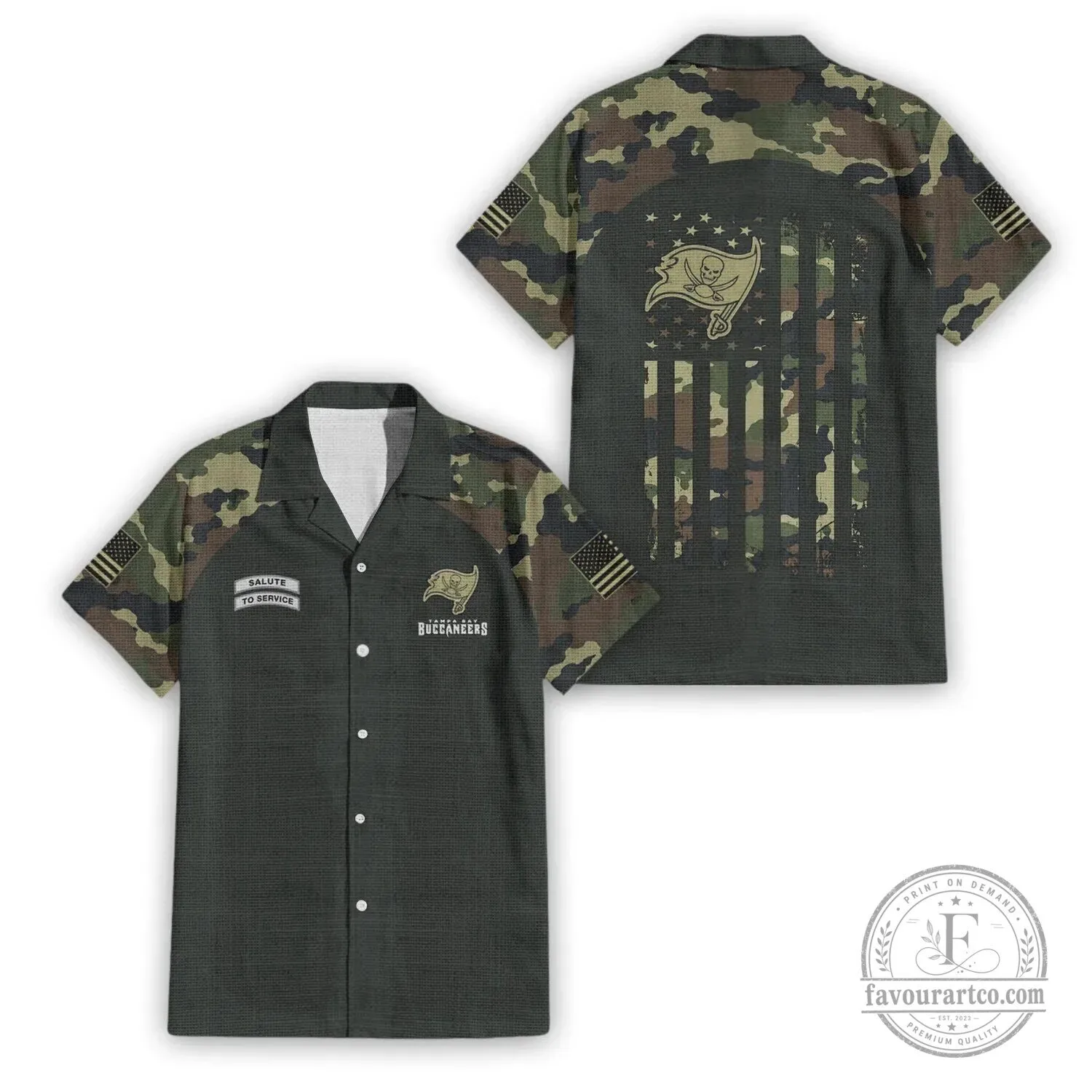 Tampa Bay Buccaneers Salute To Service Camouflage Hawaiian Shirt