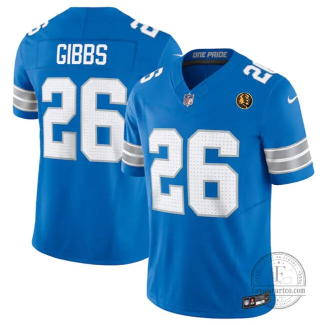 Jahmyr Gibbs Detroit Lions Blue Football Jersey Number 26