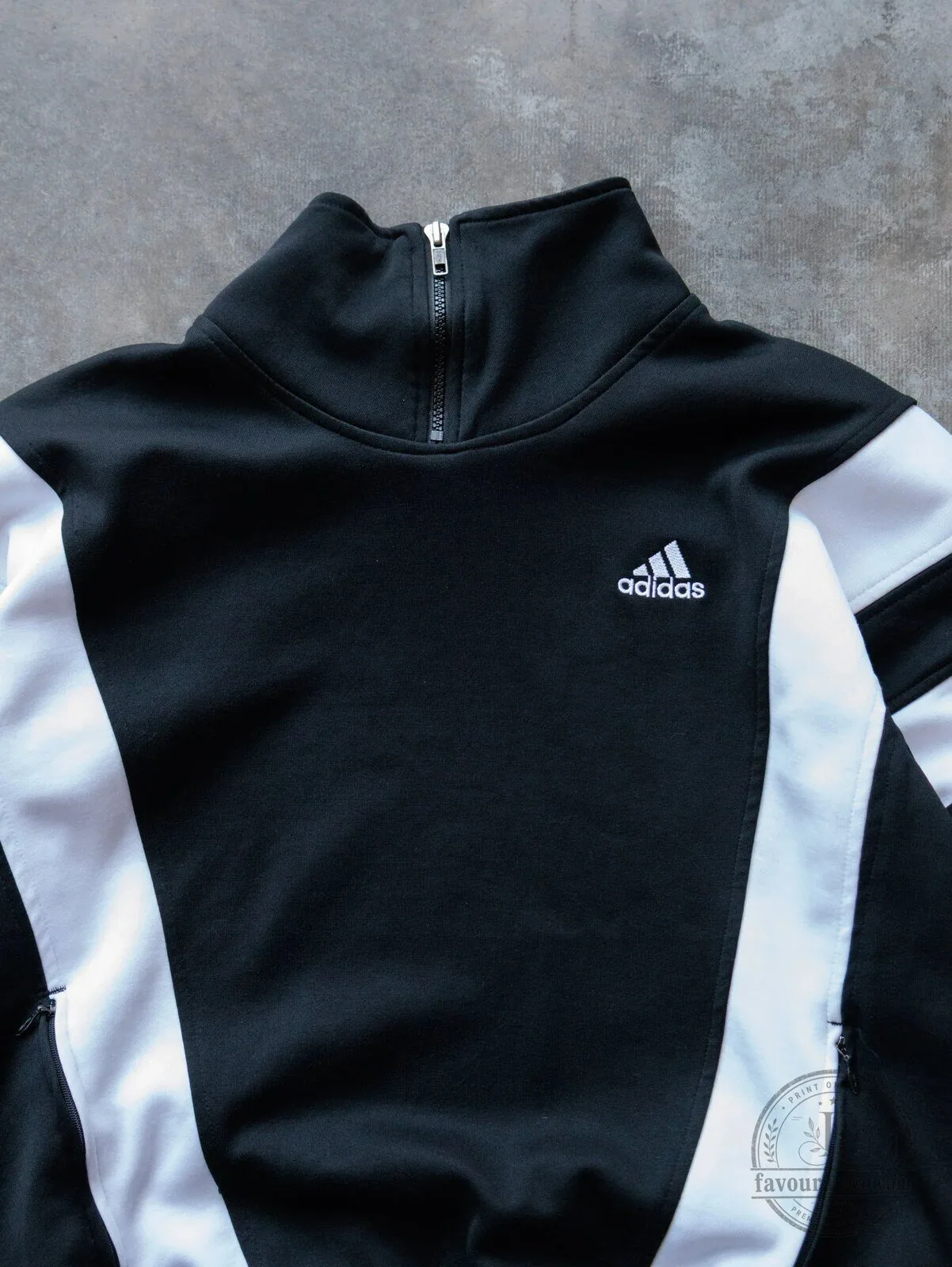 Adidas Black And White Color Block Quarter Zip Pullover Sweatshirt 8 Adidas Black And White Color Block Quarter Zip Pullover Sweatshirt