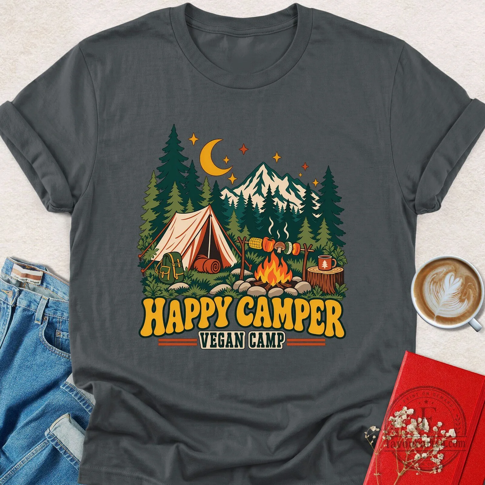 Happy Camper Vegan Camp Outdoor Adventure Camping Forest Mountain T-Shirt 9 Happy Camper Vegan Camp Outdoor Adventure Camping Forest Mountain T-Shirt