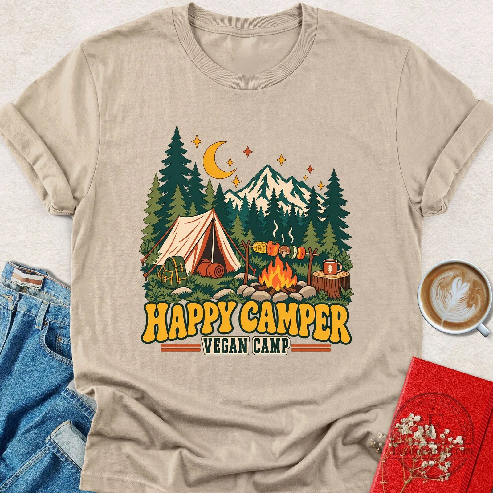 Happy Camper Vegan Camp Outdoor Adventure Camping Forest Mountain T-Shirt 11 Happy Camper Vegan Camp Outdoor Adventure Camping Forest Mountain T-Shirt
