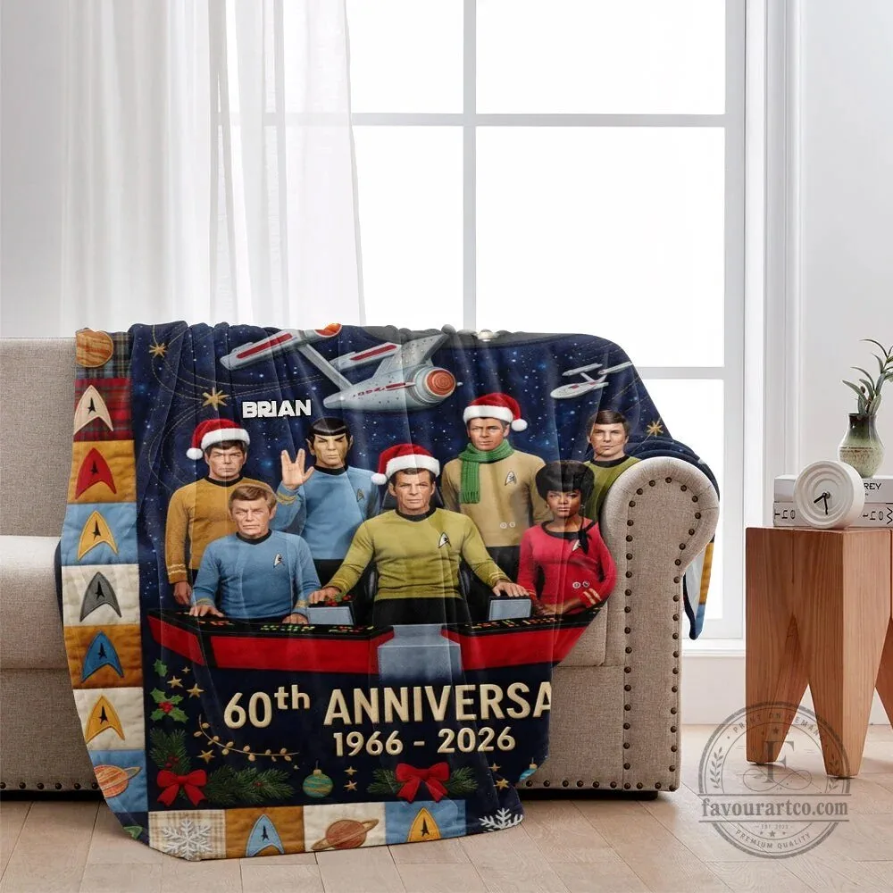 Star Trek Original Series 60th Anniversary Christmas Fleece Blanket 7 Star Trek Original Series 60th Anniversary Christmas Fleece Blanket