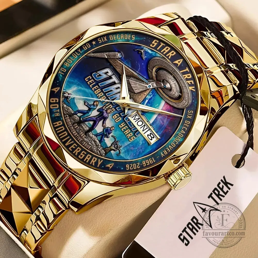 Gold Tone Stainless Steel Wrist Watch for Star Trek's 60th Anniversary