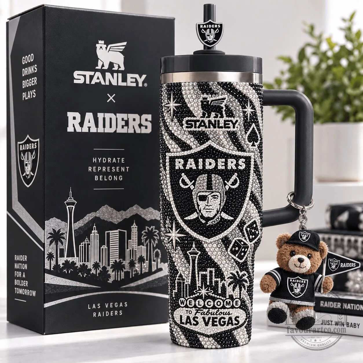Las Vegas Raiders Stanley 40oz Tumbler with Handle and Straw