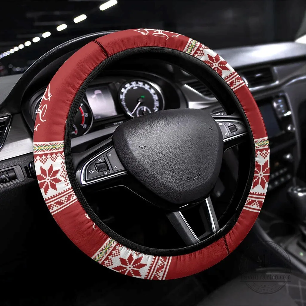 Lithuanian Christmas Vytis Steering Wheel Cover Festive Car Accessory