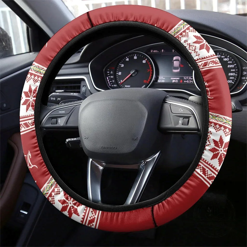 Lithuanian Christmas Vytis Steering Wheel Cover Festive Car Accessory 3 Lithuanian Christmas Vytis Steering Wheel Cover Festive Car Accessory