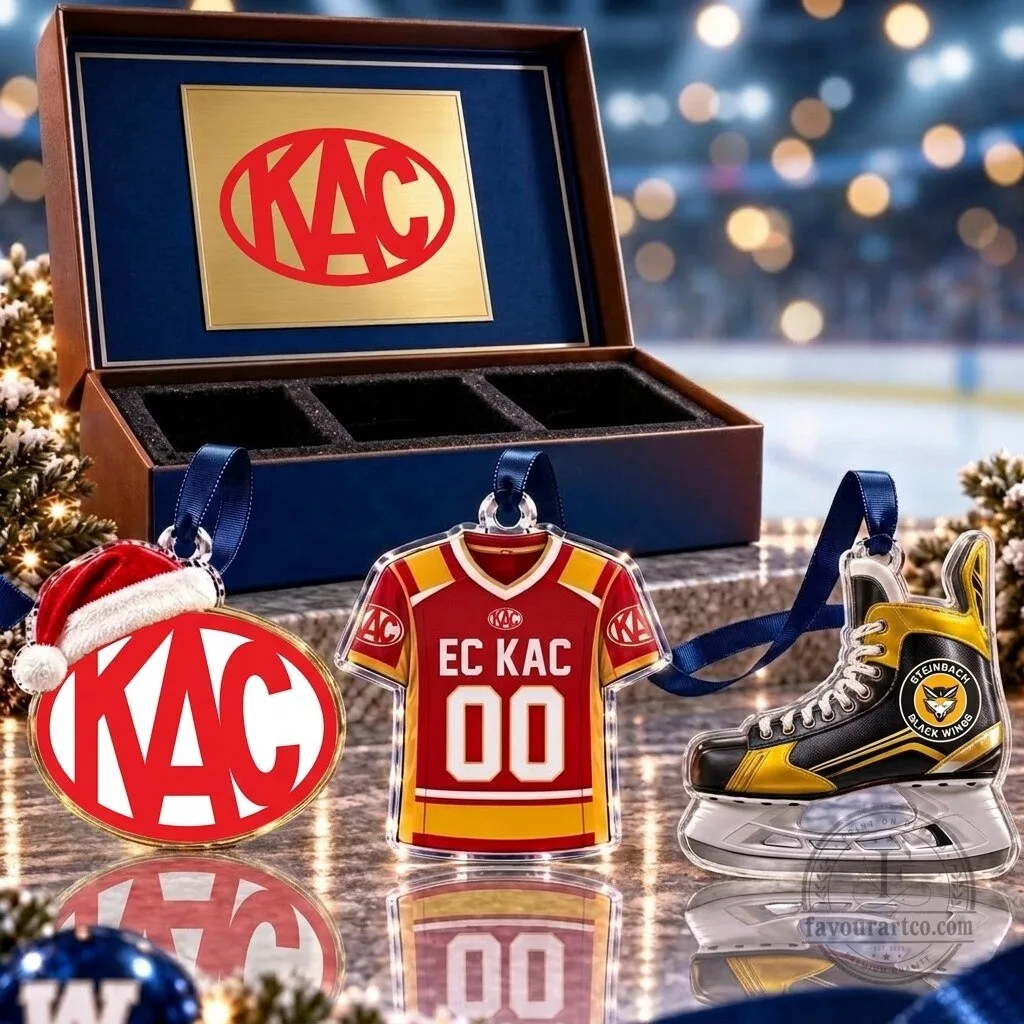 EC KAC Ice Hockey Team Full Set 3 Acrylic Christmas Tree Ornaments