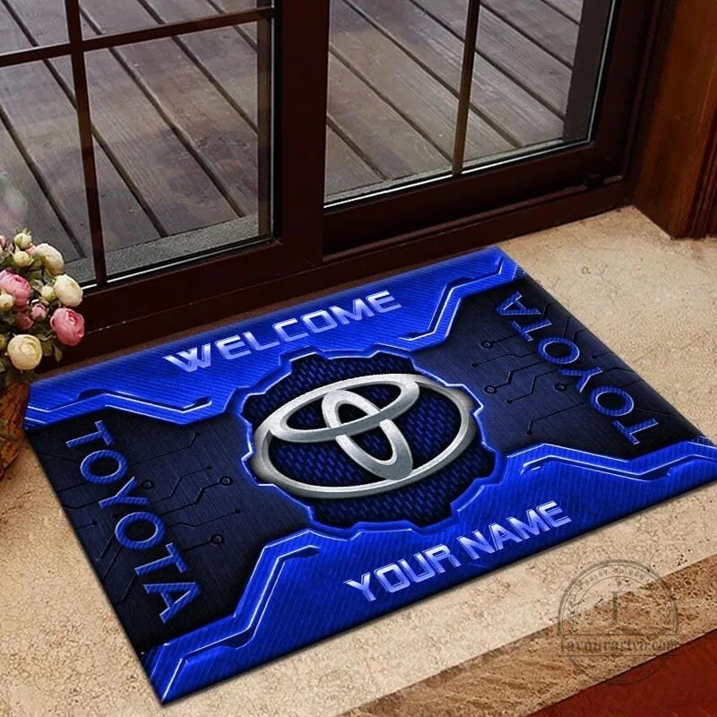 Personalized Toyota Welcome Custom Name Blue Car Logo Doormat 5 Personalized Toyota Welcome Custom Name Blue Car Logo Doormat