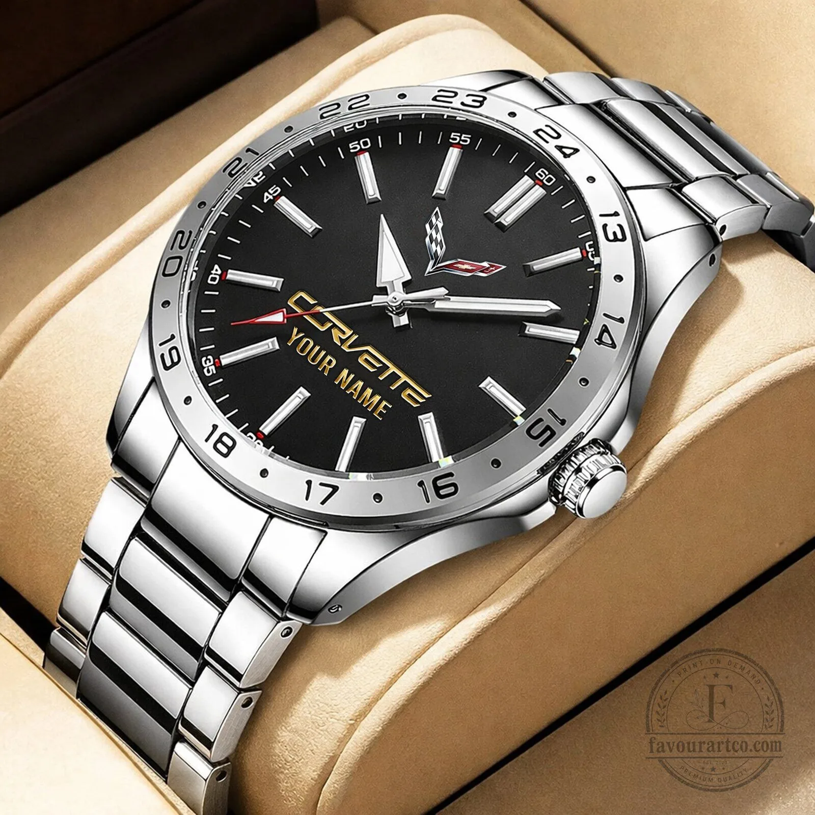 Corvette Custom Name Stainless Steel Men's Watch